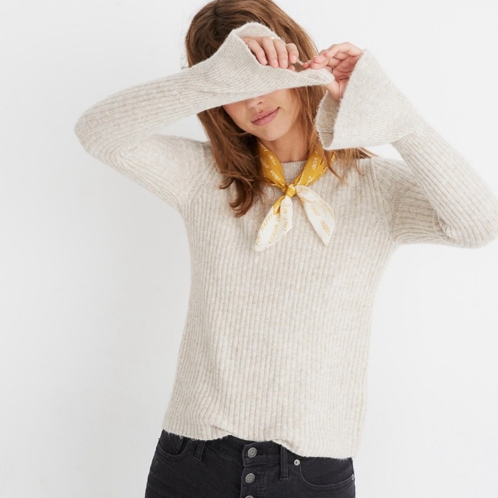 MADEWELL Ruffle-Cuff Pullover Sweater